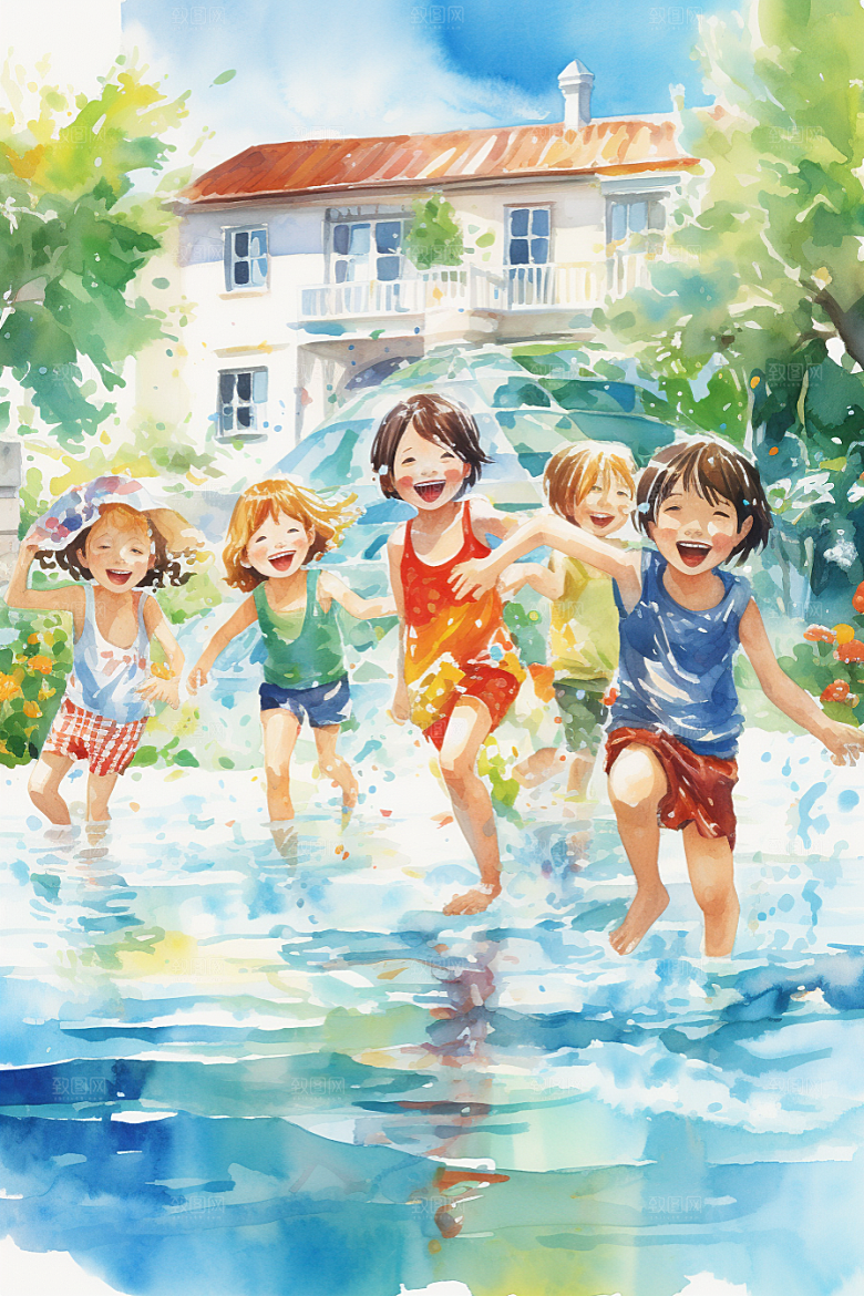 学生放暑假手绘结业插画