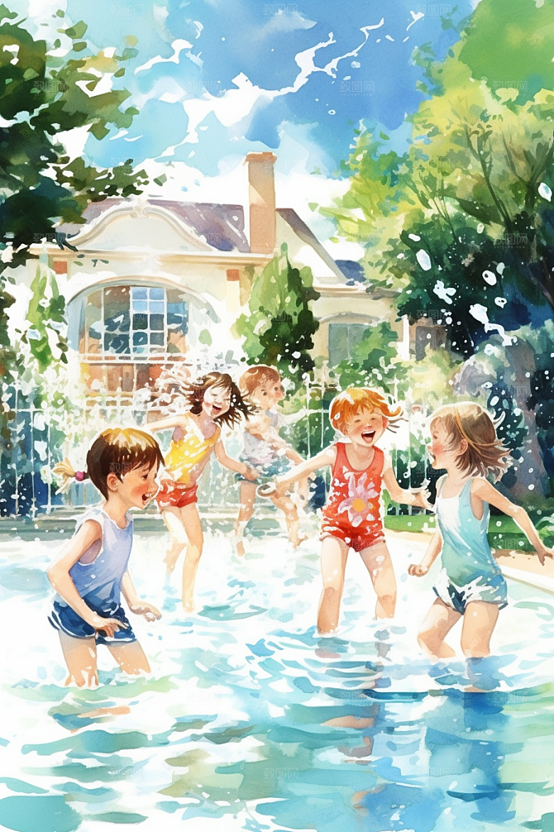 学生放暑假夏天手绘插画