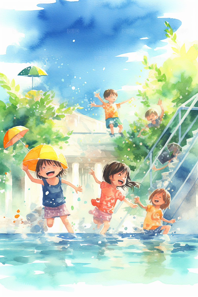 学生放暑假结业毕业旅游插画