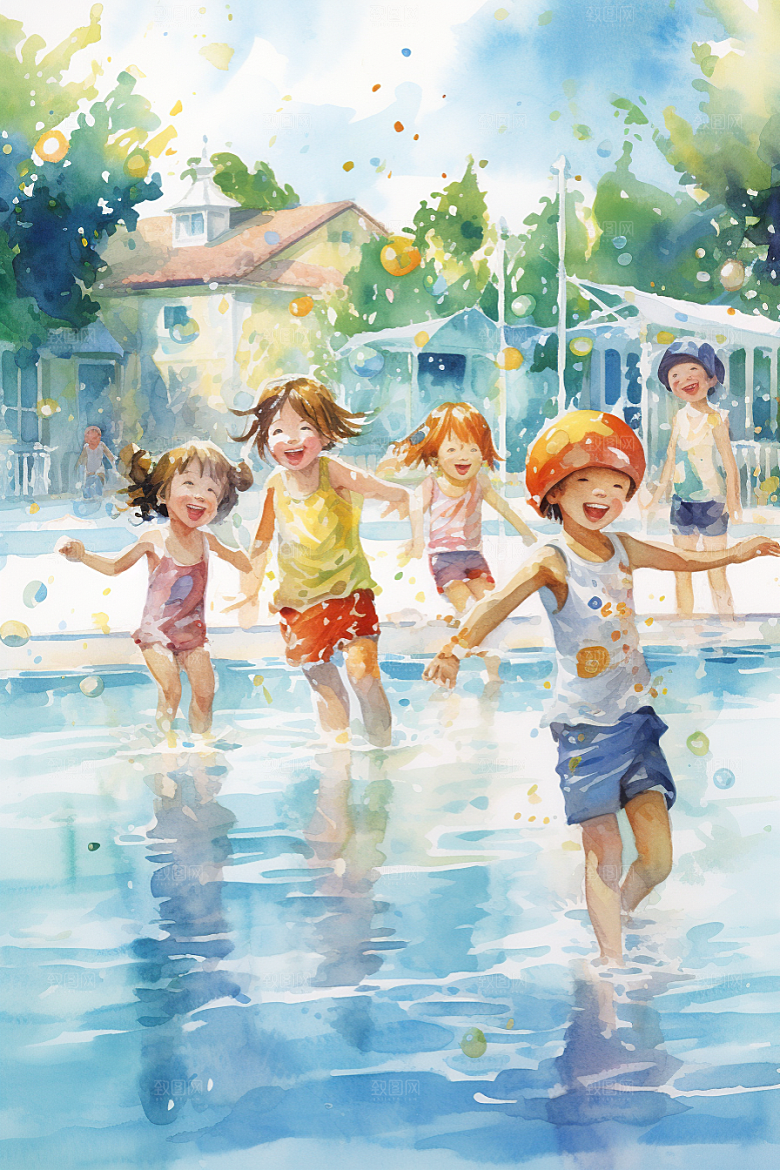 学生放暑假快乐夏季插画