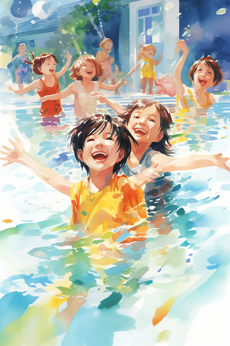 学生放暑假夏天手绘插画