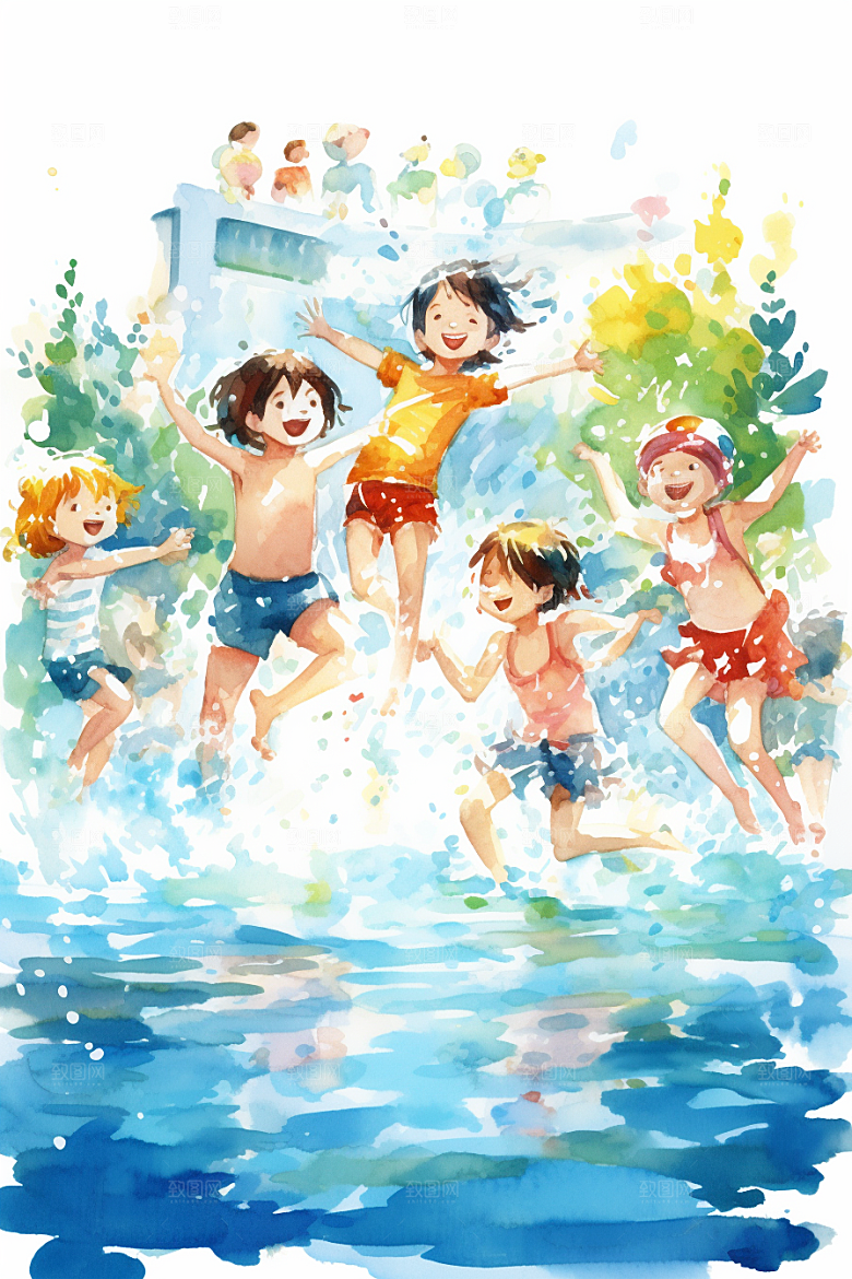 学生放暑假快乐毕业旅游插画