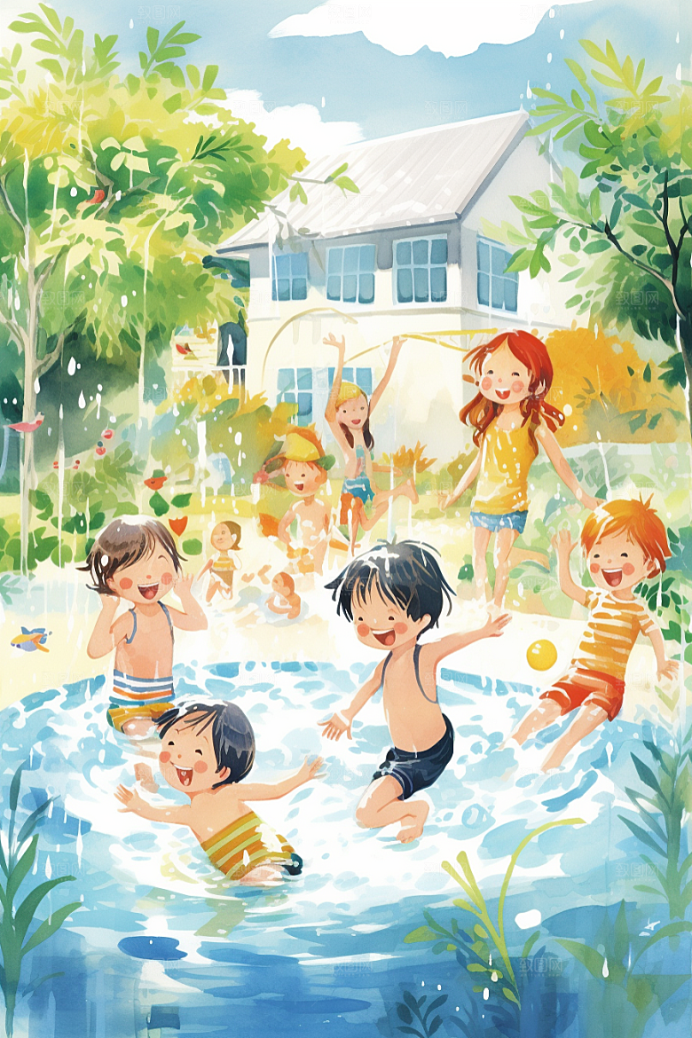学生放暑假毕业旅游放假了插画