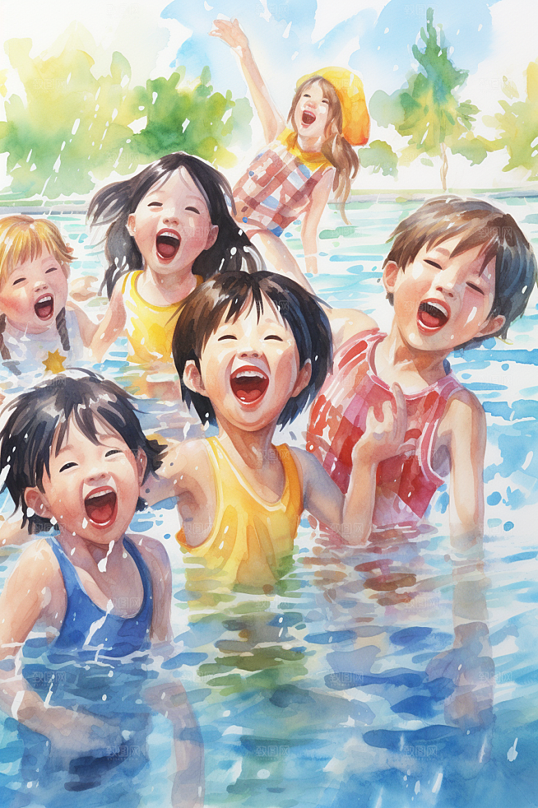 学生放暑假旅游出游插画