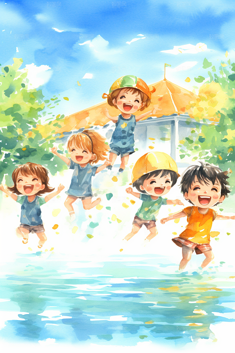 学生放暑假夏天旅游插画