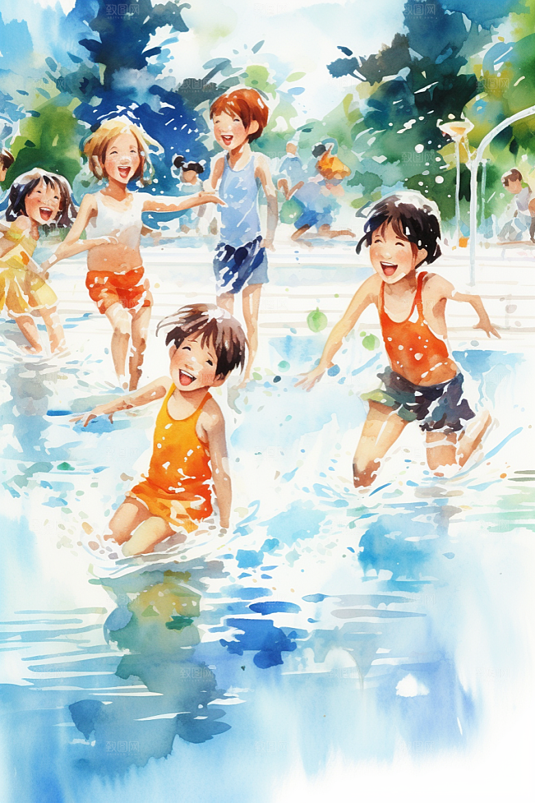学生放暑假毕业旅游结业插画