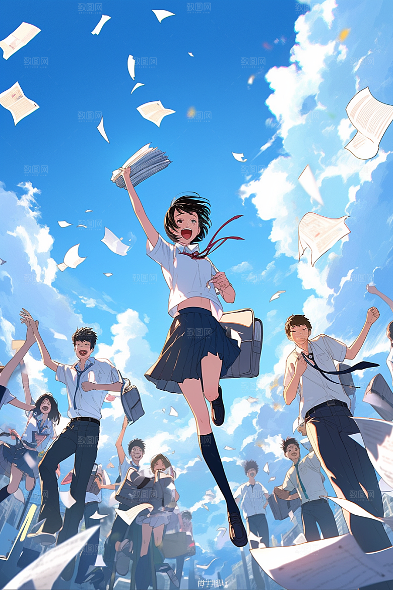 学生放暑假毕业旅游旅游插画