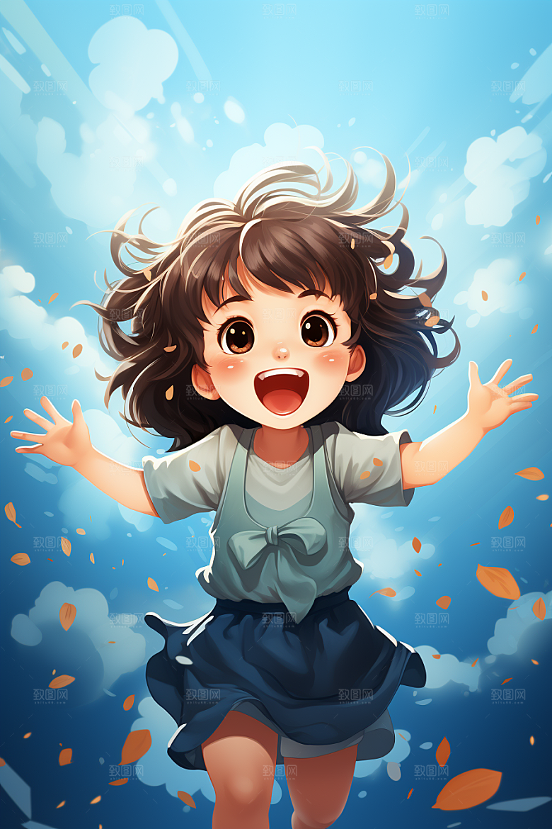 学生放暑假旅游快乐插画