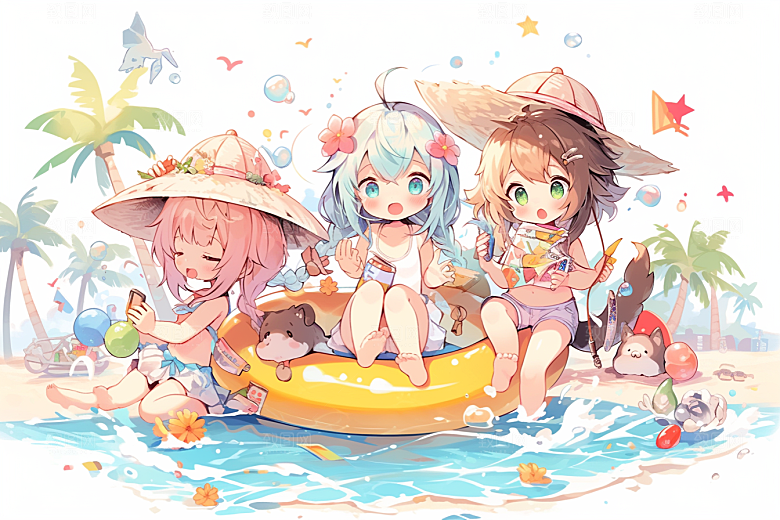 学生放暑假夏季快乐插画