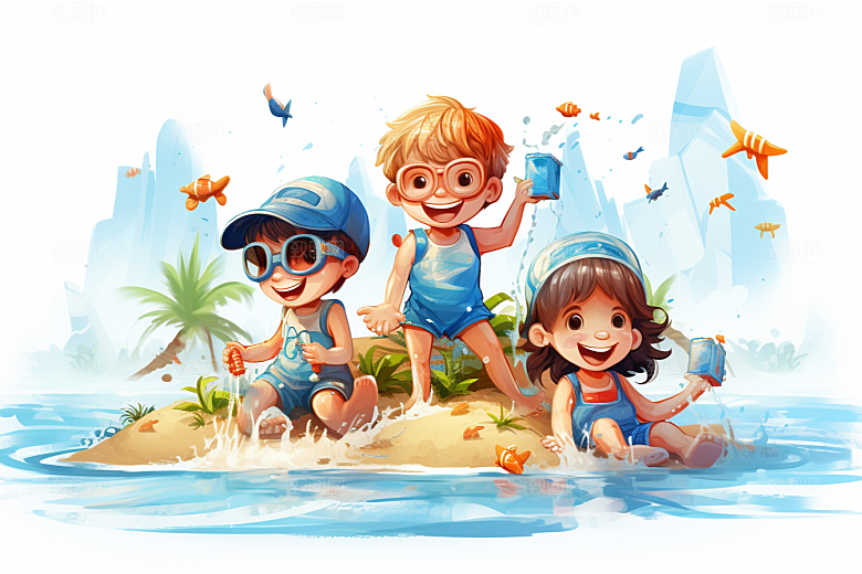 学生放暑假夏季毕业旅游插画
