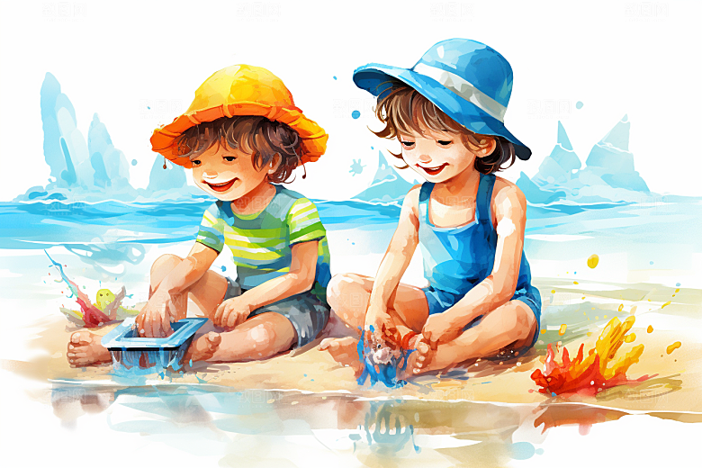 学生放暑假毕业旅游出游插画