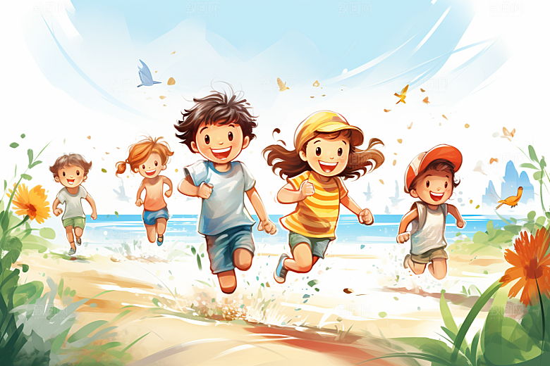学生放暑假出游毕业旅游插画