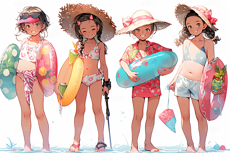 学生放暑假夏季夏天插画