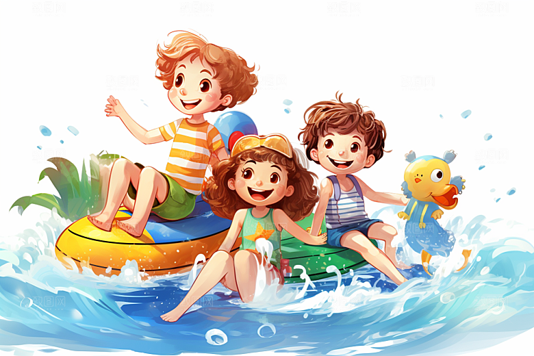 学生放暑假夏天出游插画