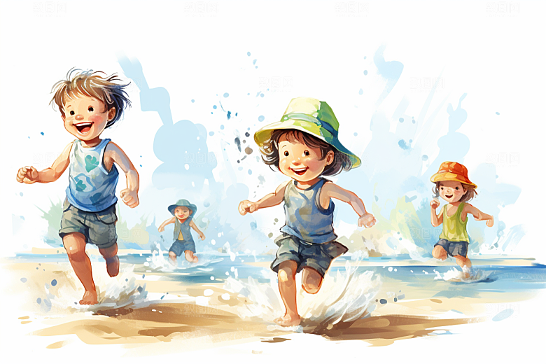 学生放暑假放假了夏天插画