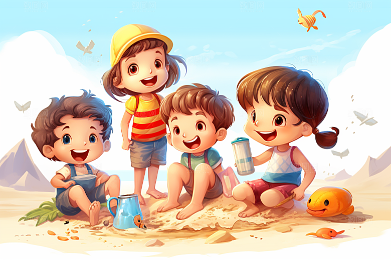 学生放暑假夏季放假了插画
