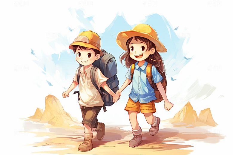 学生放暑假快乐夏天插画