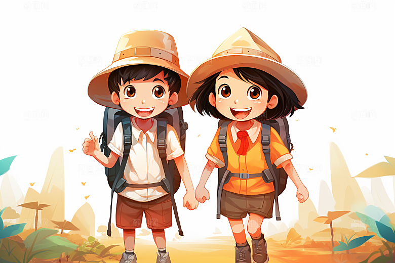 学生放暑假手绘快乐插画