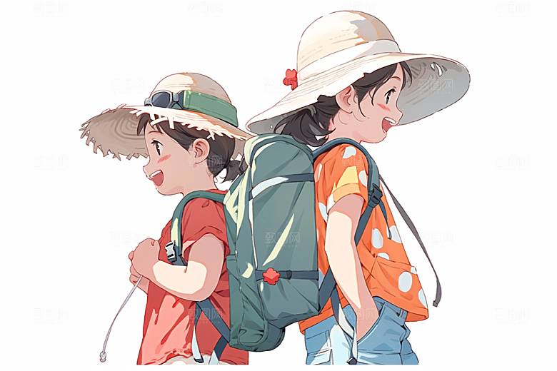 学生放暑假手绘夏天插画