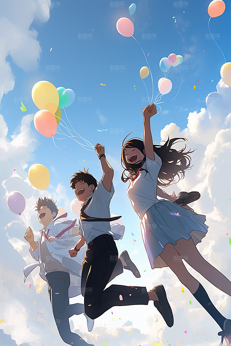 学生放暑假手绘夏季插画