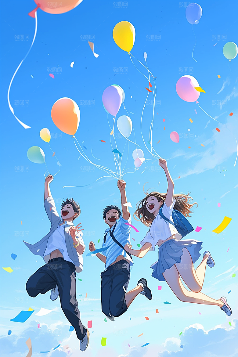 学生放暑假夏天夏季插画