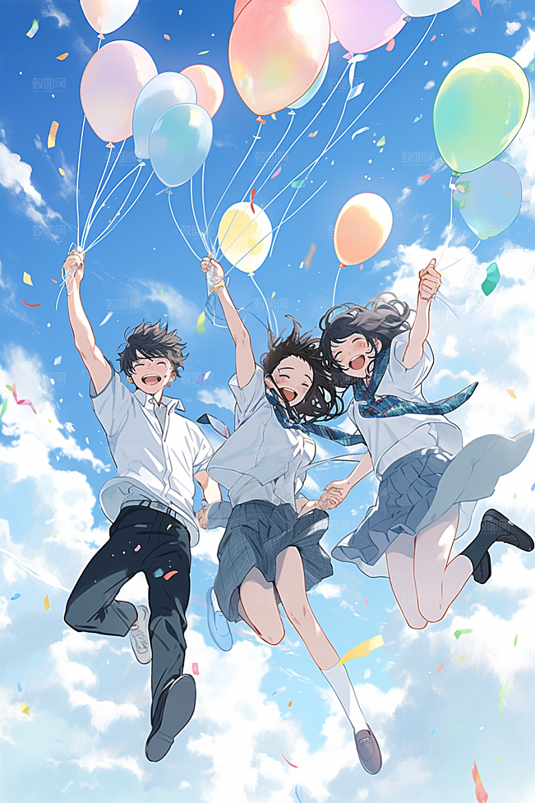 学生放暑假夏季快乐插画