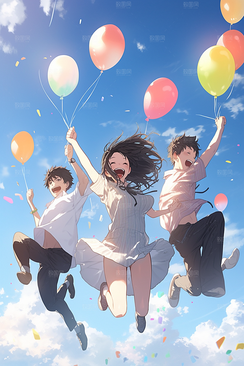 学生放暑假结业手绘插画