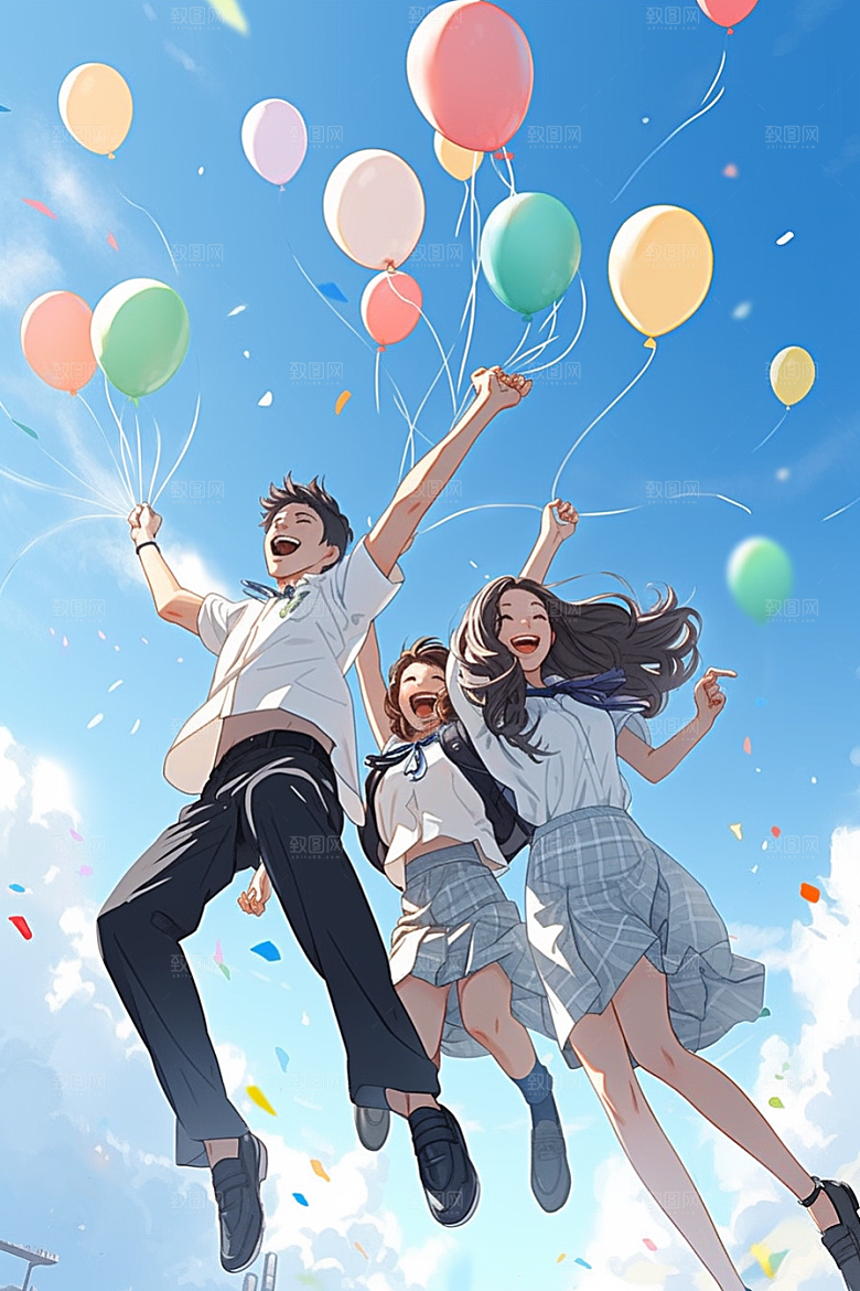 学生放暑假手绘夏天插画