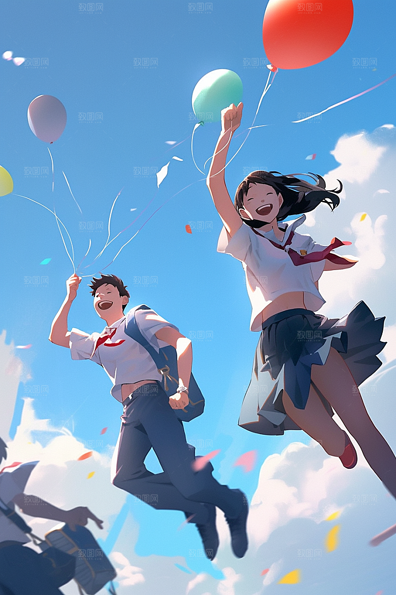 学生放暑假手绘夏季插画