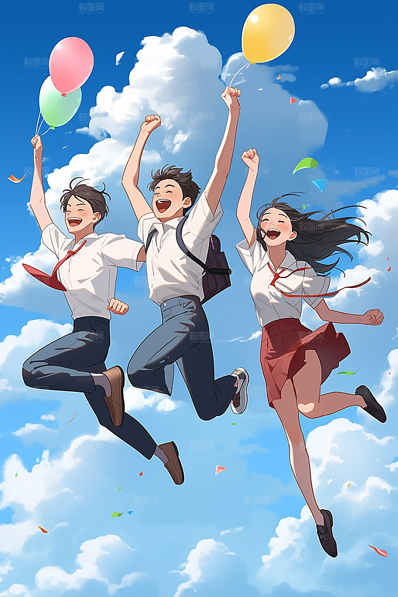 学生放暑假夏季手绘插画