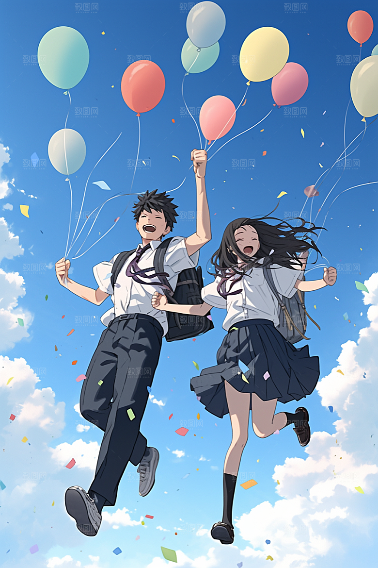 学生放暑假夏季手绘插画