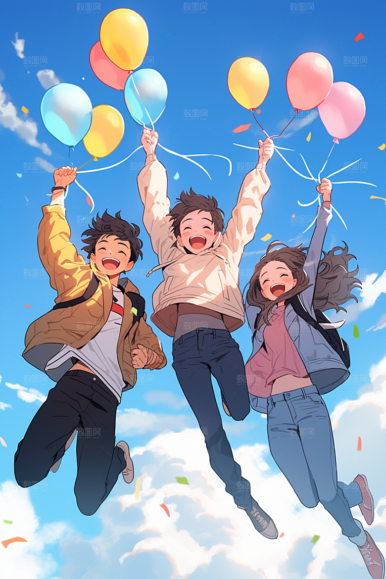 学生放暑假手绘夏季插画