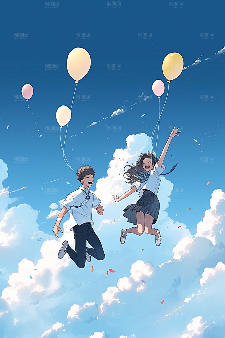 学生放暑假夏季快乐插画