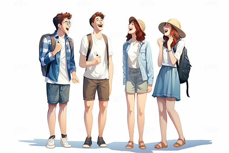 学生放暑假夏季手绘插画