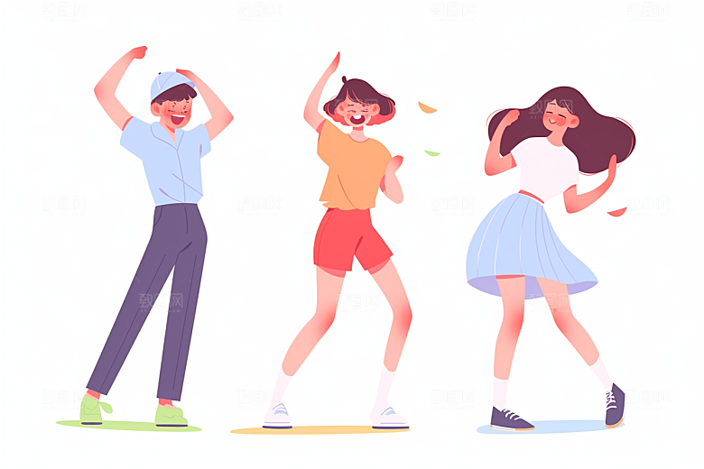 学生放暑假毕业旅游夏天插画