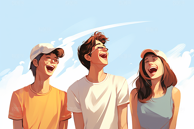 学生放暑假夏季结业插画