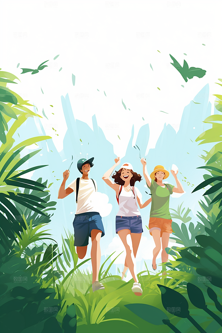 学生放暑假夏天夏季插画