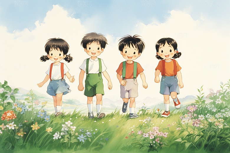 学生放暑假手绘夏天插画