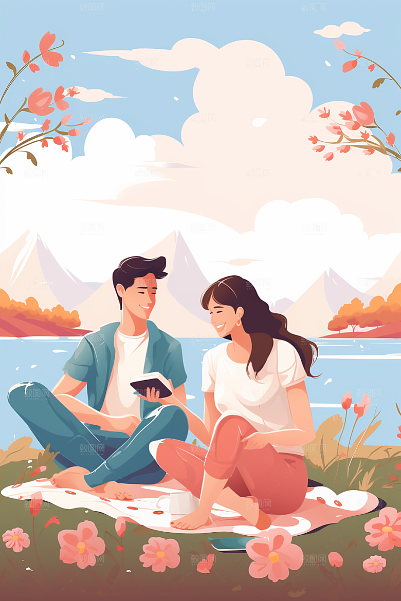 学生放暑假放假了夏天插画