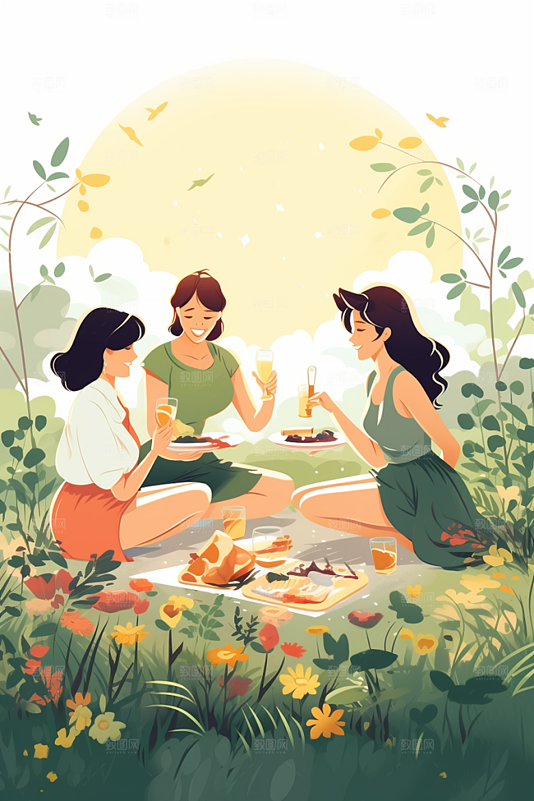 学生放暑假快乐夏天插画