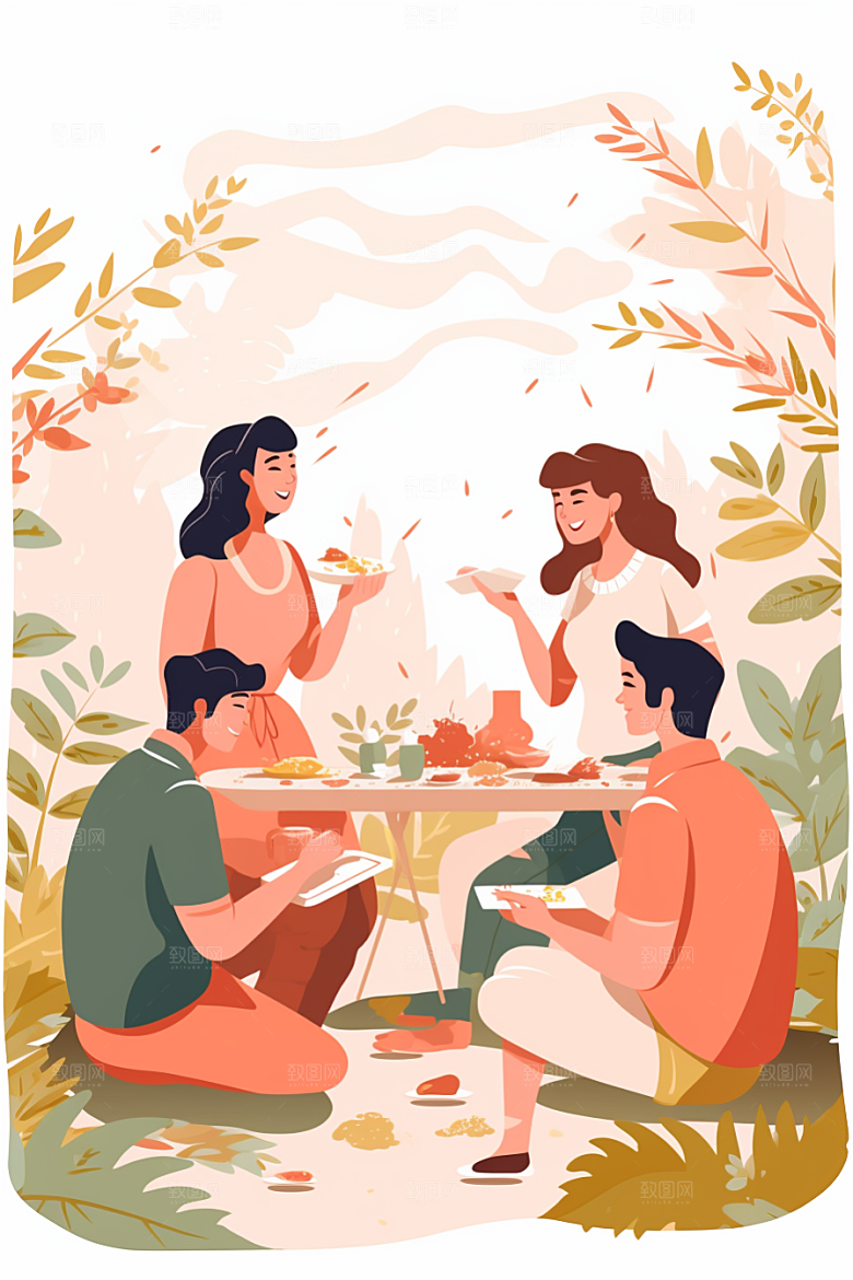 学生放暑假夏天旅游插画