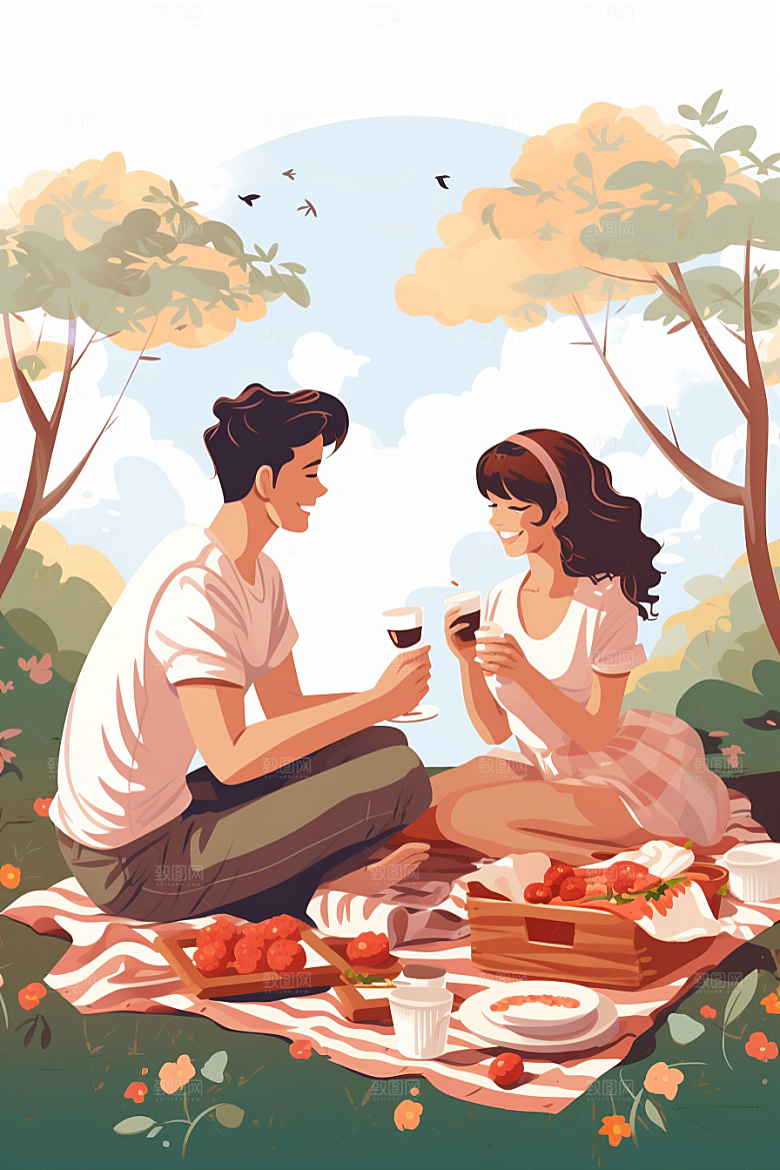 学生放暑假放假了夏季插画