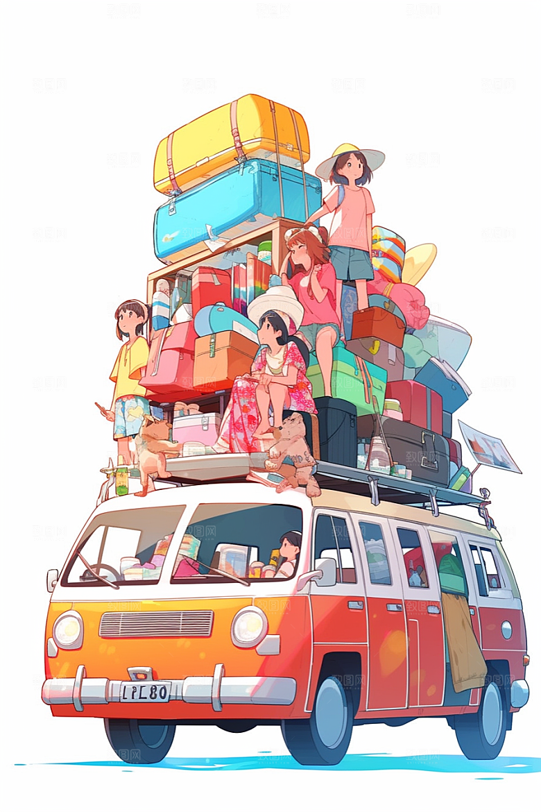 学生放暑假夏季夏天插画