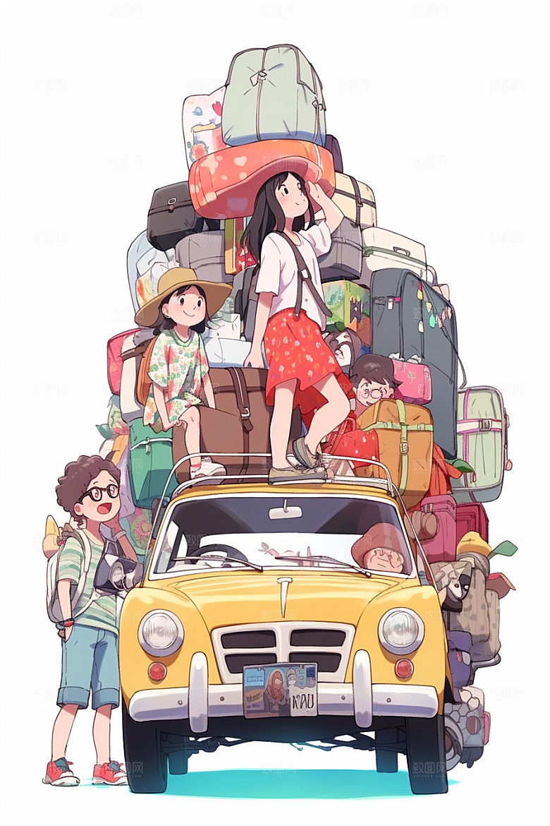 学生放暑假手绘夏天插画