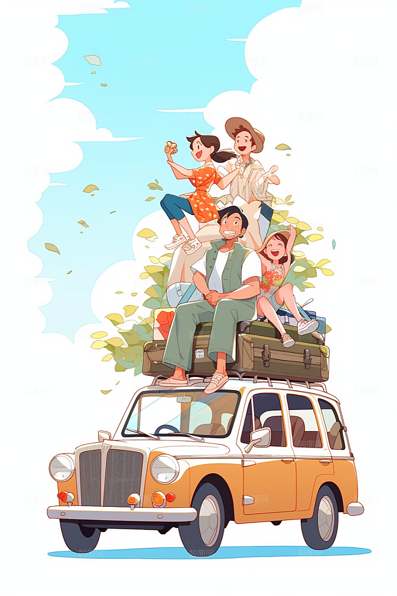 学生放暑假放假了结业插画
