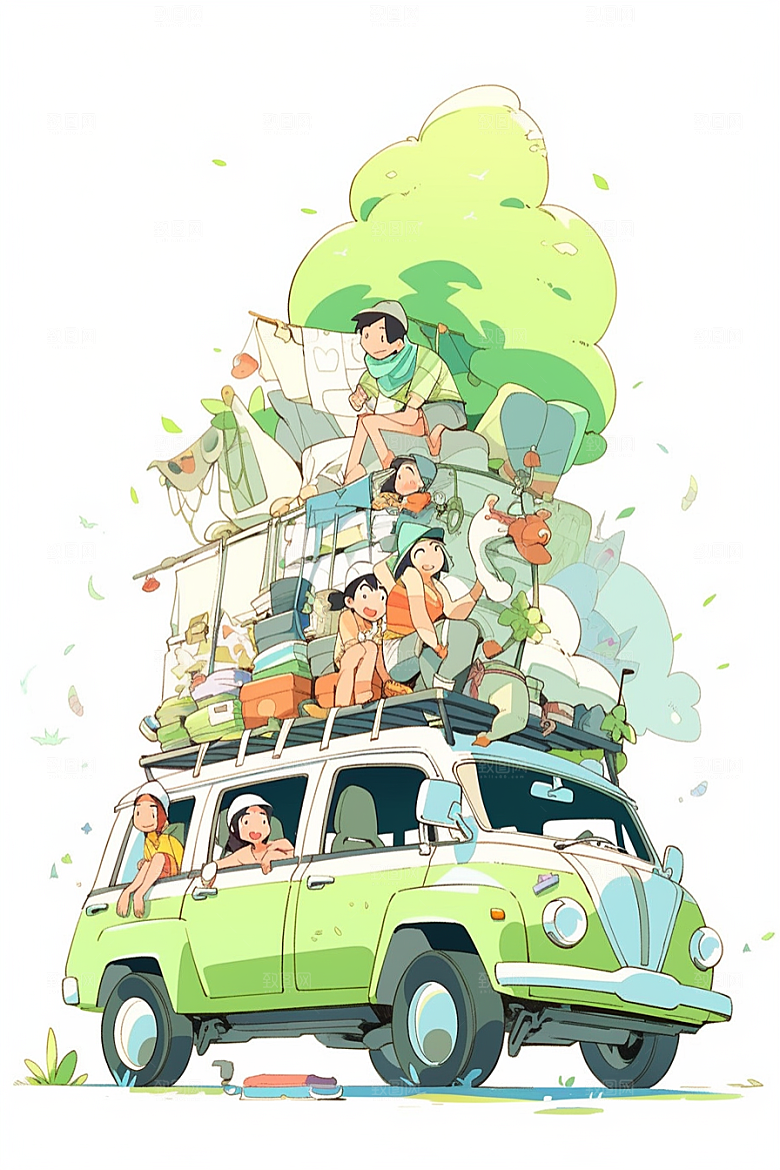 学生放暑假夏季夏天插画