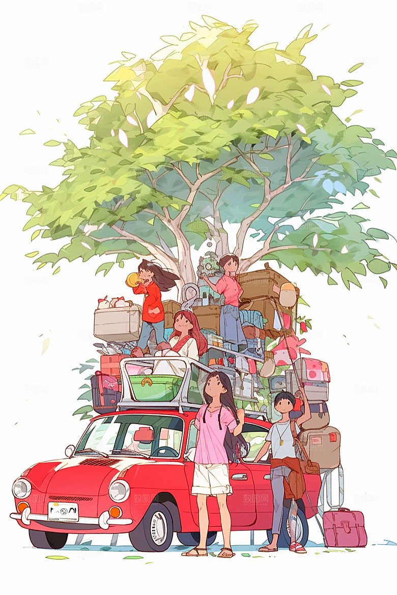 学生放暑假夏季快乐插画