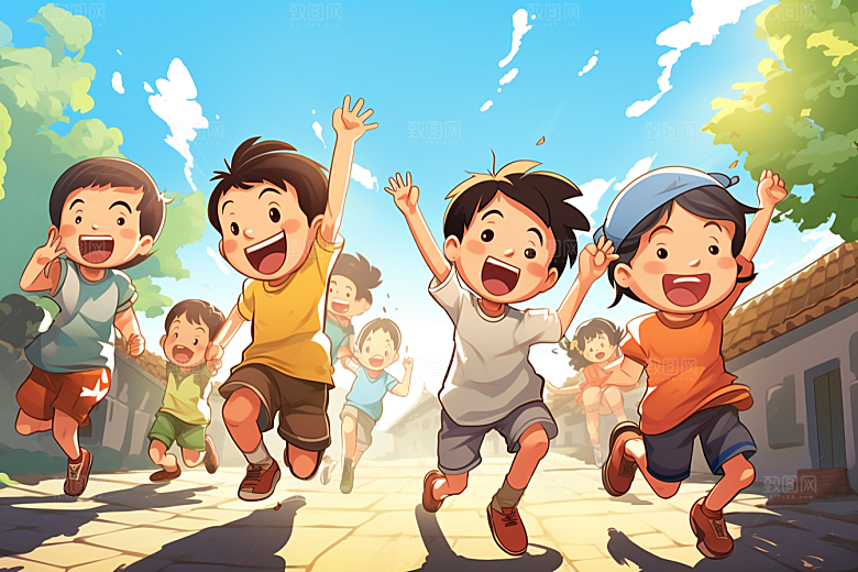 学生放暑假结业毕业旅游插画