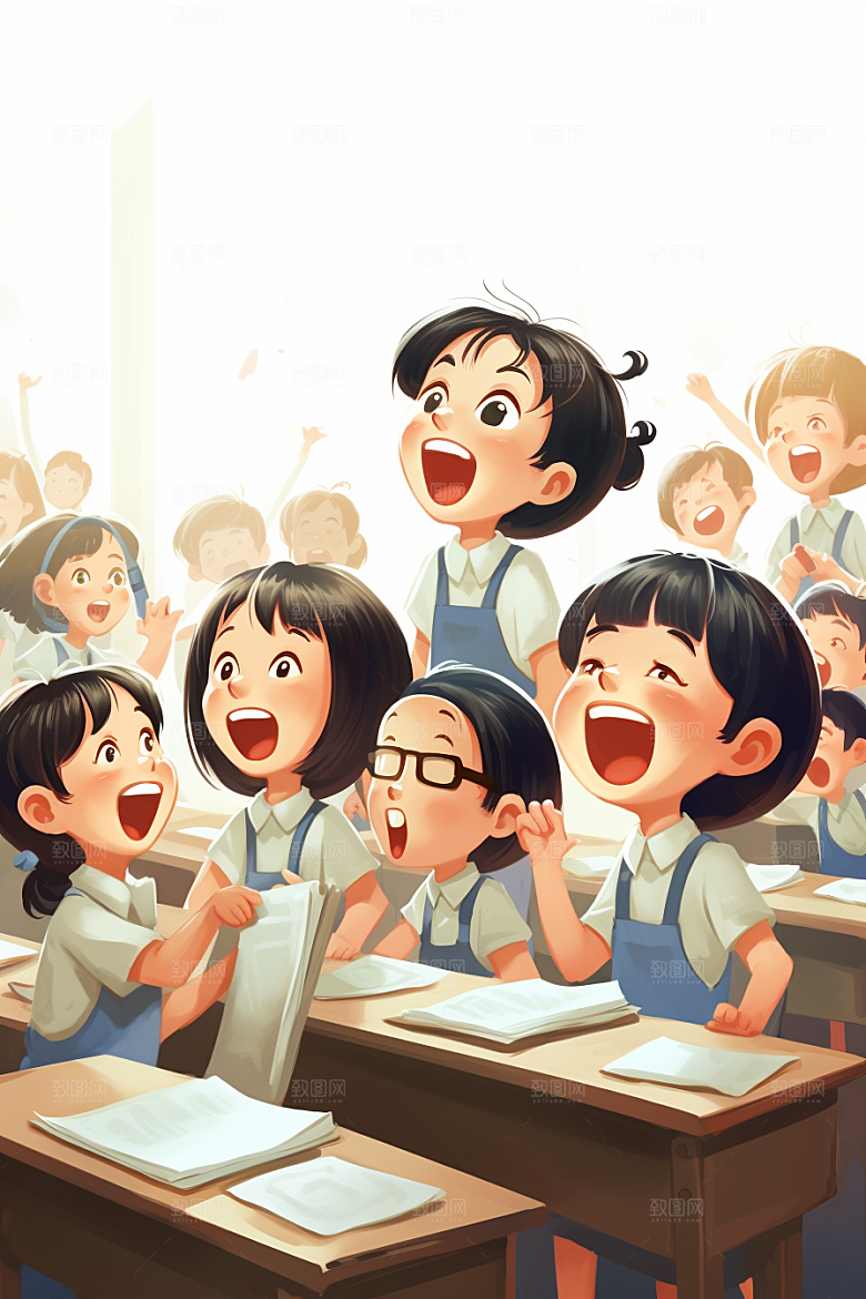 学生放暑假手绘放假了插画