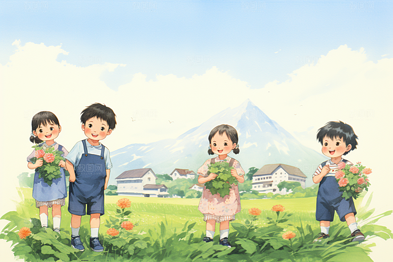 学生放暑假快乐手绘插画